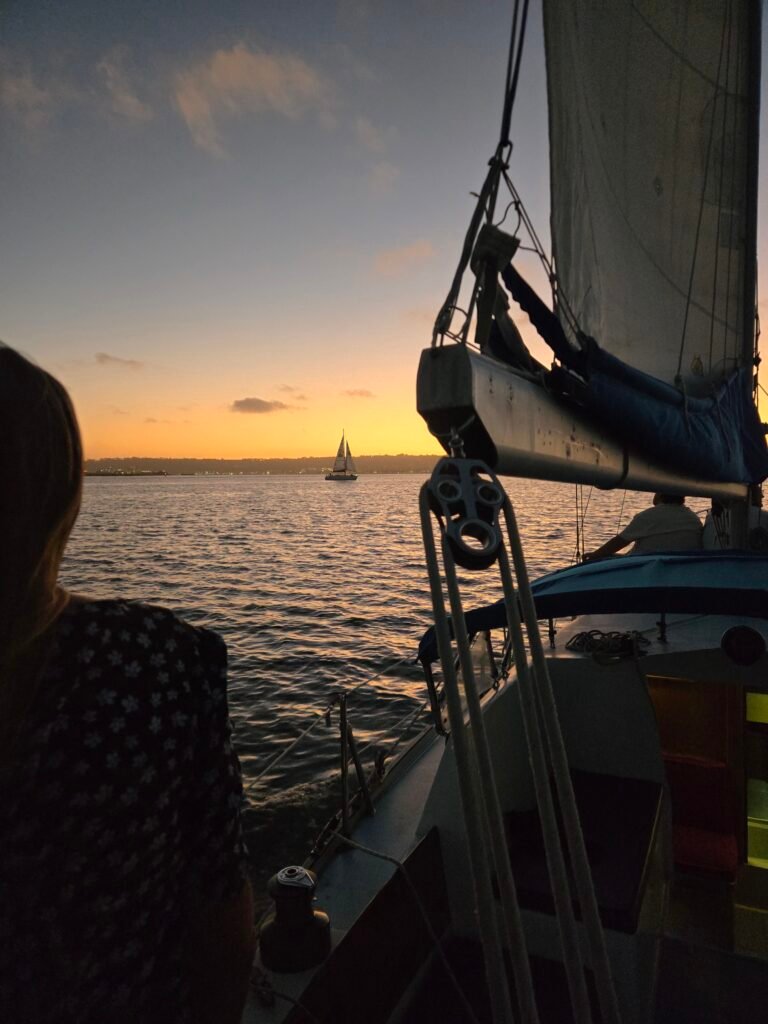 Sunset over San Diego Bay from aboard Wolf